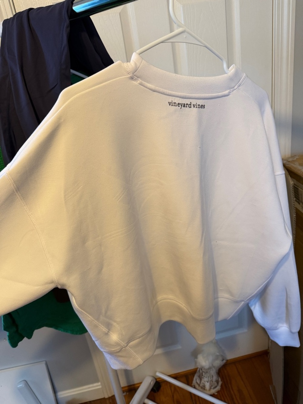 Vineyard Vines White Pullover Sweatshirt with Small Back Logo